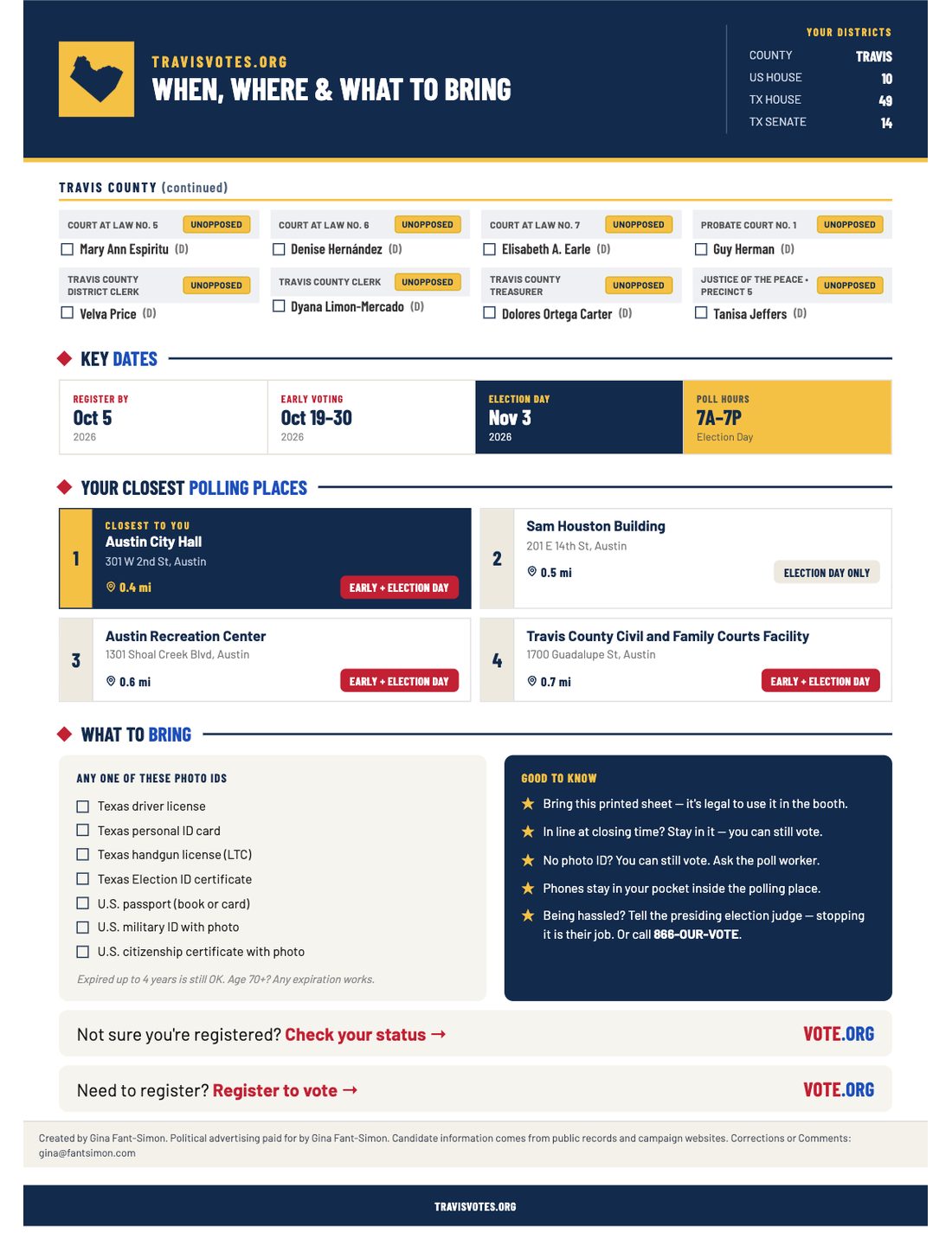 One Poll Prison Sample Pocket Poll · Travis County 2026